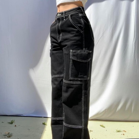 wild fable Denim - EUC Wild Fable black cargo style Super High Rise Baggy Jeans